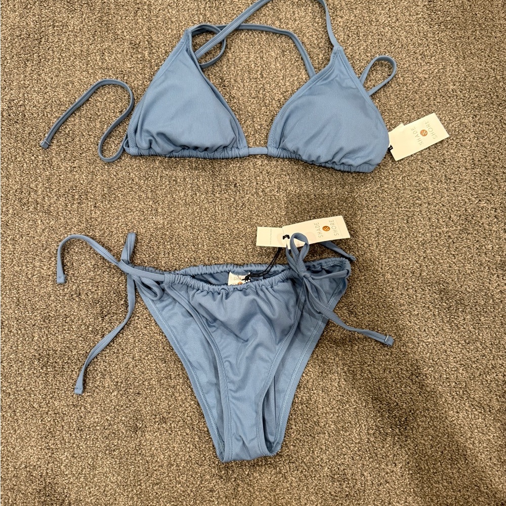 blue triangle shade and shore bikini